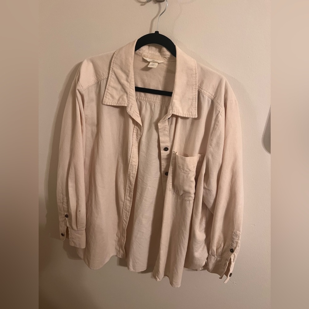 Off white corduroy button down in size XL